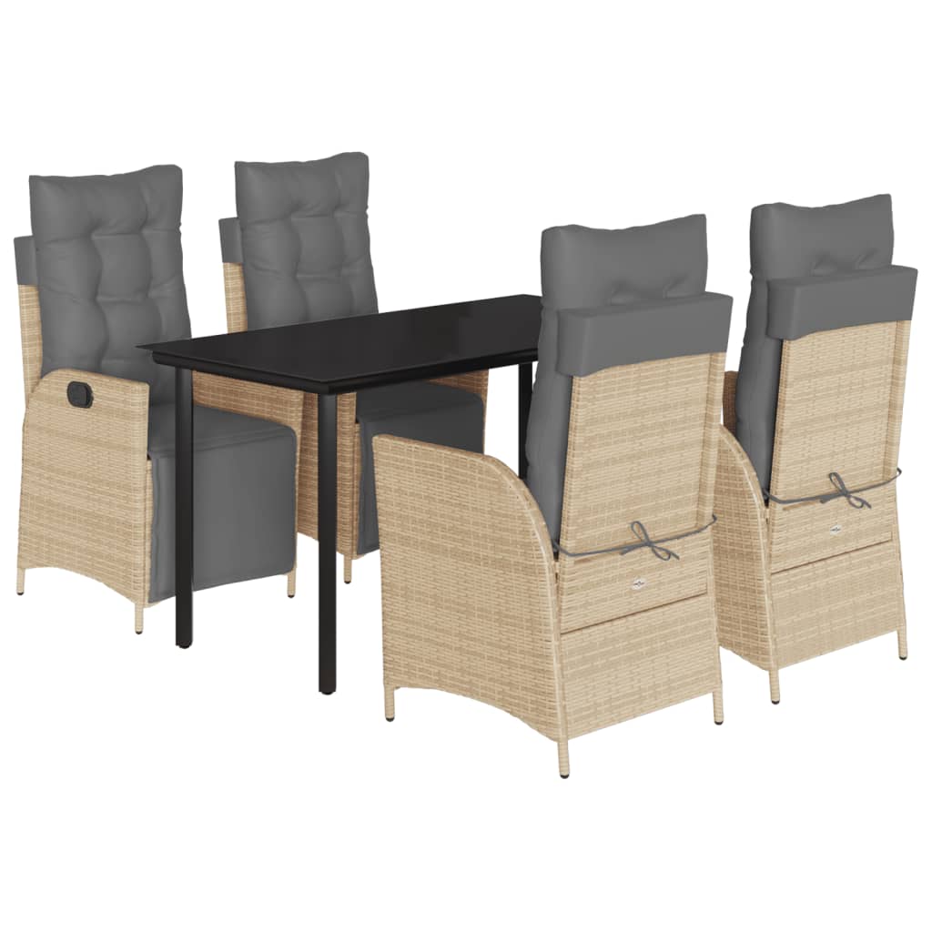 Set Pranzo da Giardino 5 pz con Cuscini Beige Misto Polyrattan | homemem39