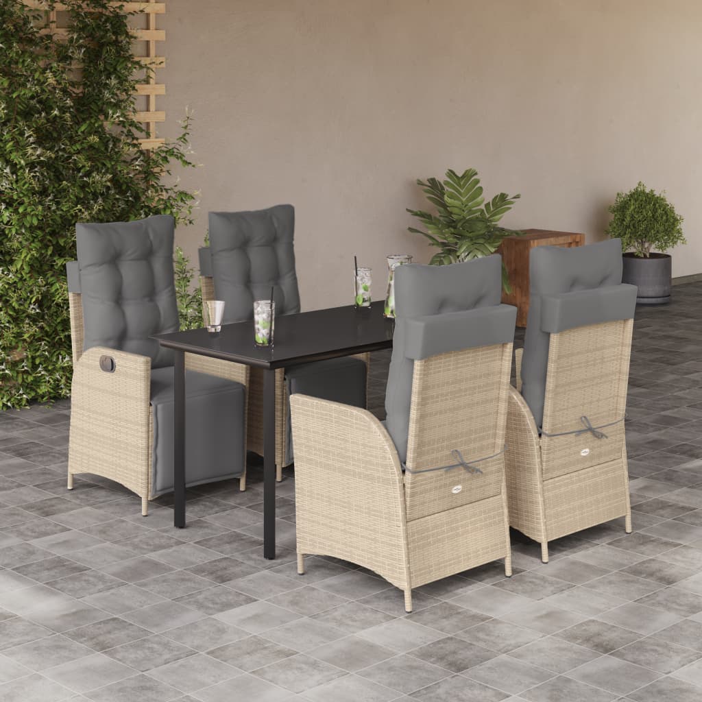 Set Pranzo da Giardino 5 pz con Cuscini Beige Misto Polyrattan | homemem39