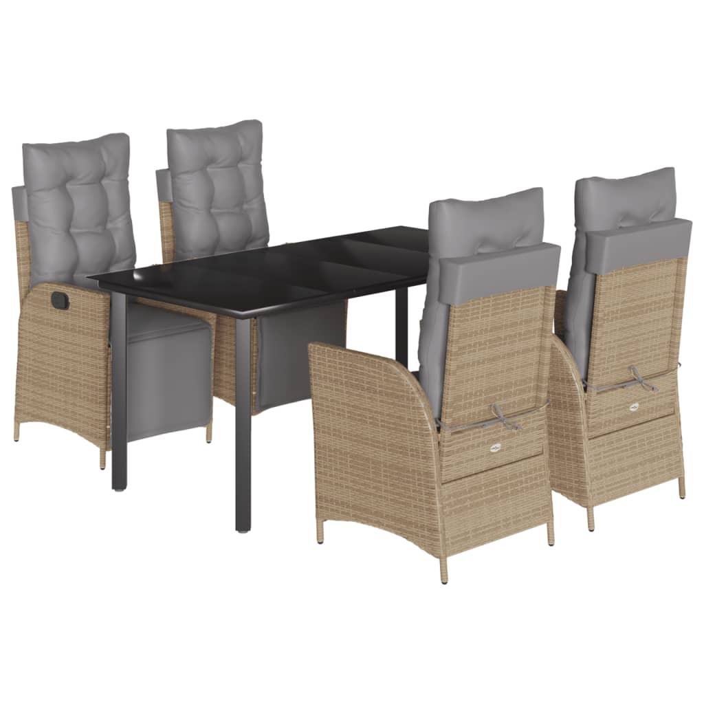 Set Pranzo da Giardino 5 pz con Cuscini Beige Misto Polyrattan | homemem39