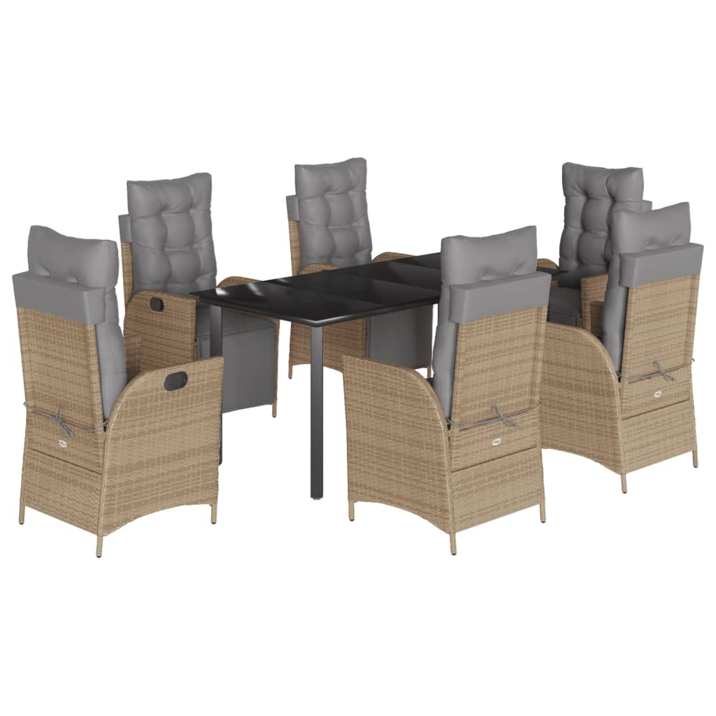 Set Pranzo da Giardino 7 pz con Cuscini Beige Misto Polyrattan - homemem39