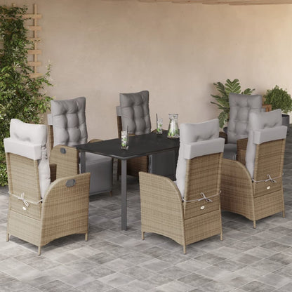Set Pranzo da Giardino 7 pz con Cuscini Beige Misto Polyrattan | homemem39