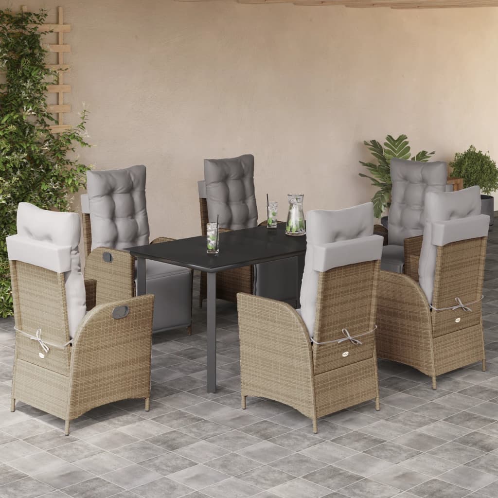 Set Pranzo da Giardino 7 pz con Cuscini Beige Misto Polyrattan - homemem39