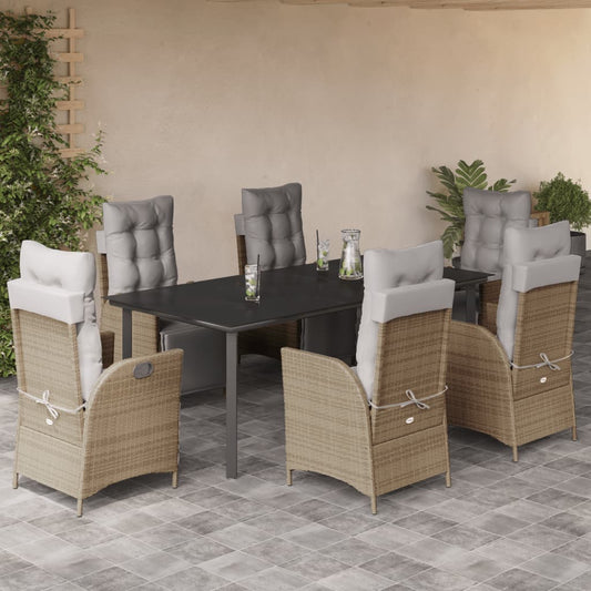 Set Pranzo da Giardino 7 pz con Cuscini Beige Misto Polyrattan - homemem39