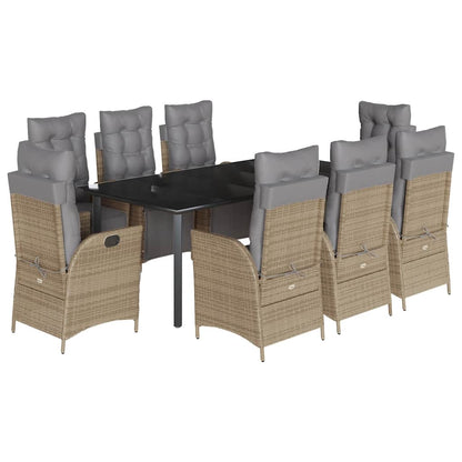 Set Pranzo da Giardino 9 pz con Cuscini Beige Misto Polyrattan | homemem39
