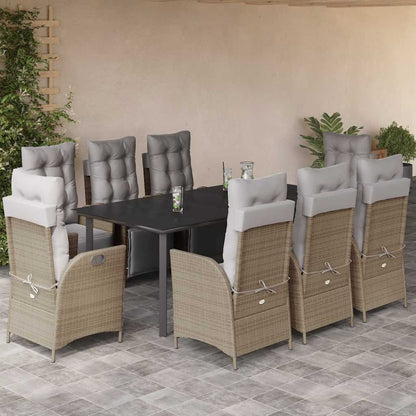 Set Pranzo da Giardino 9 pz con Cuscini Beige Misto Polyrattan | homemem39