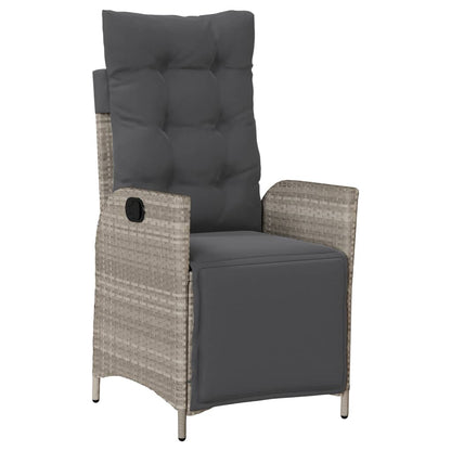 Set Pranzo da Giardino 5pz con Cuscini Grigio Chiaro Polyrattan | homemem39