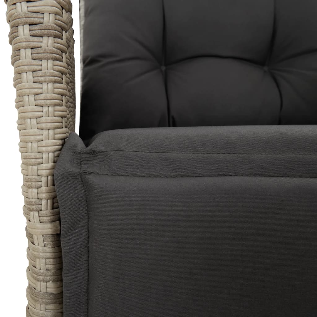 Set Pranzo da Giardino 5pz con Cuscini Grigio Chiaro Polyrattan | homemem39