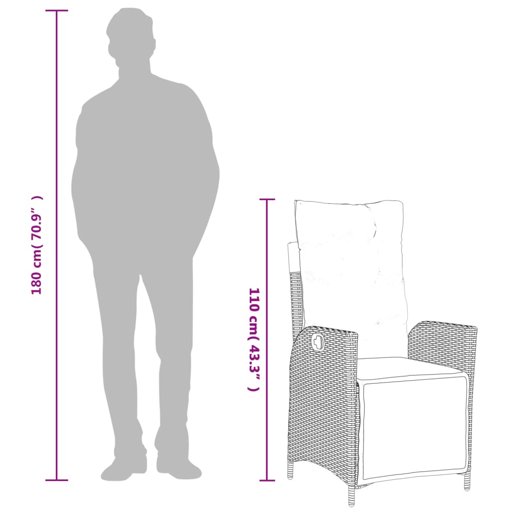 Set da Pranzo da Giardino 7 pz Cuscini Polyrattan Grigio Chiaro | homemem39