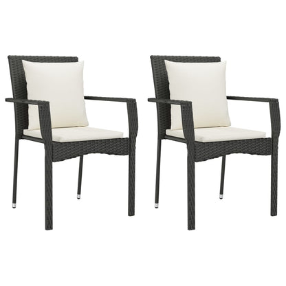 Set da Pranzo da Giardino 7 pz Nero con Cuscini in Polyrattan - homemem39