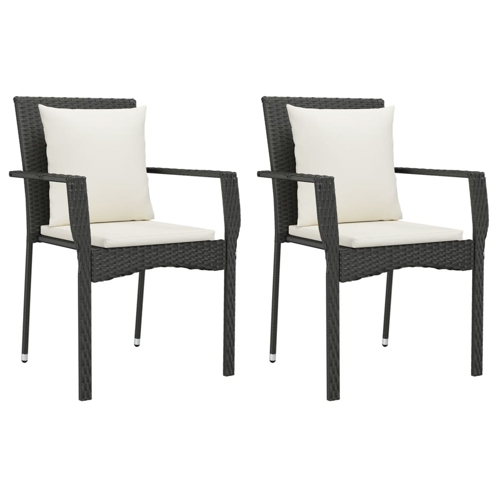 Set da Pranzo da Giardino 9 pz con Cuscini Nero in Polyrattan - homemem39
