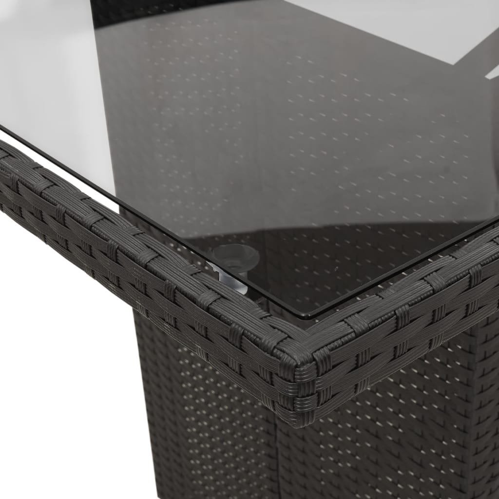 Set da Pranzo da Giardino 9 pz con Cuscini Nero in Polyrattan - homemem39
