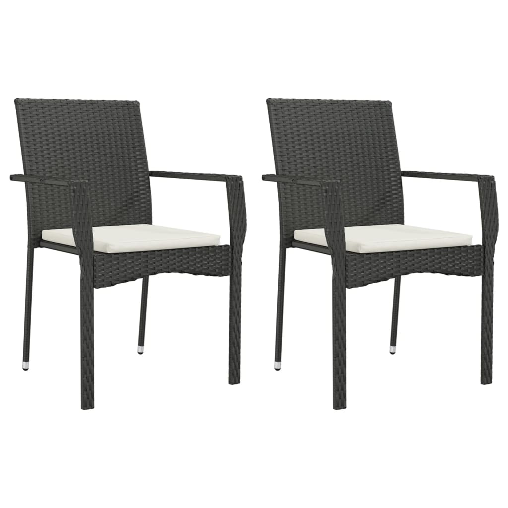 Set da Pranzo da Giardino 7 pz Nero con Cuscini in Polyrattan | homemem39