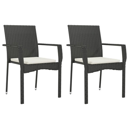 Set da Pranzo da Giardino 7 pz Nero con Cuscini in Polyrattan | homemem39