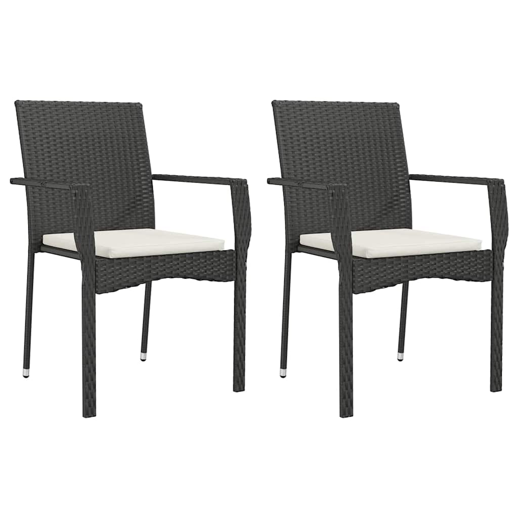 Set da Pranzo da Giardino 9 pz con Cuscini Nero in Polyrattan | homemem39