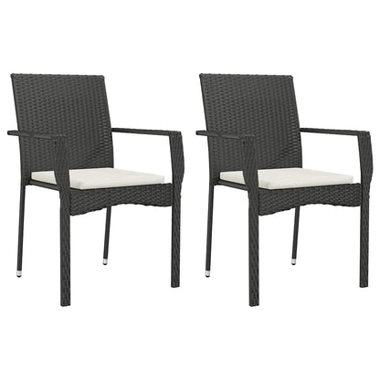 Set da Pranzo da Giardino 9 pz con Cuscini Nero in Polyrattan | homemem39