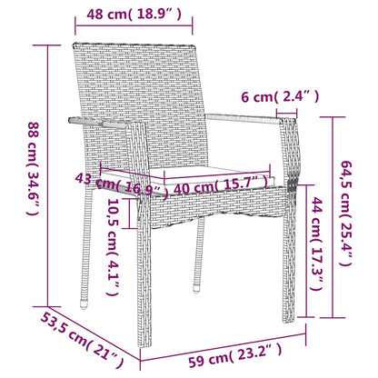 Set da Pranzo da Giardino 9 pz con Cuscini Nero in Polyrattan | homemem39