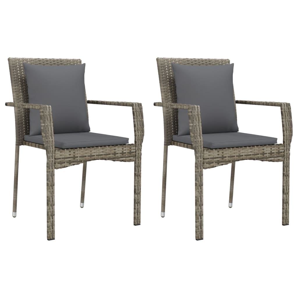 Set da Pranzo da Giardino 7 pz con Cuscini in Polyrattan Grigio | homemem39