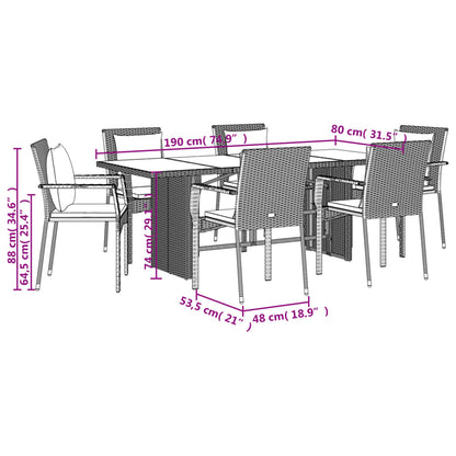 Set da Pranzo da Giardino 9 pz con Cuscini in Polyrattan Grigio - homemem39