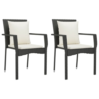 Set da Pranzo da Giardino 7 pz Nero con Cuscini in Polyrattan - homemem39