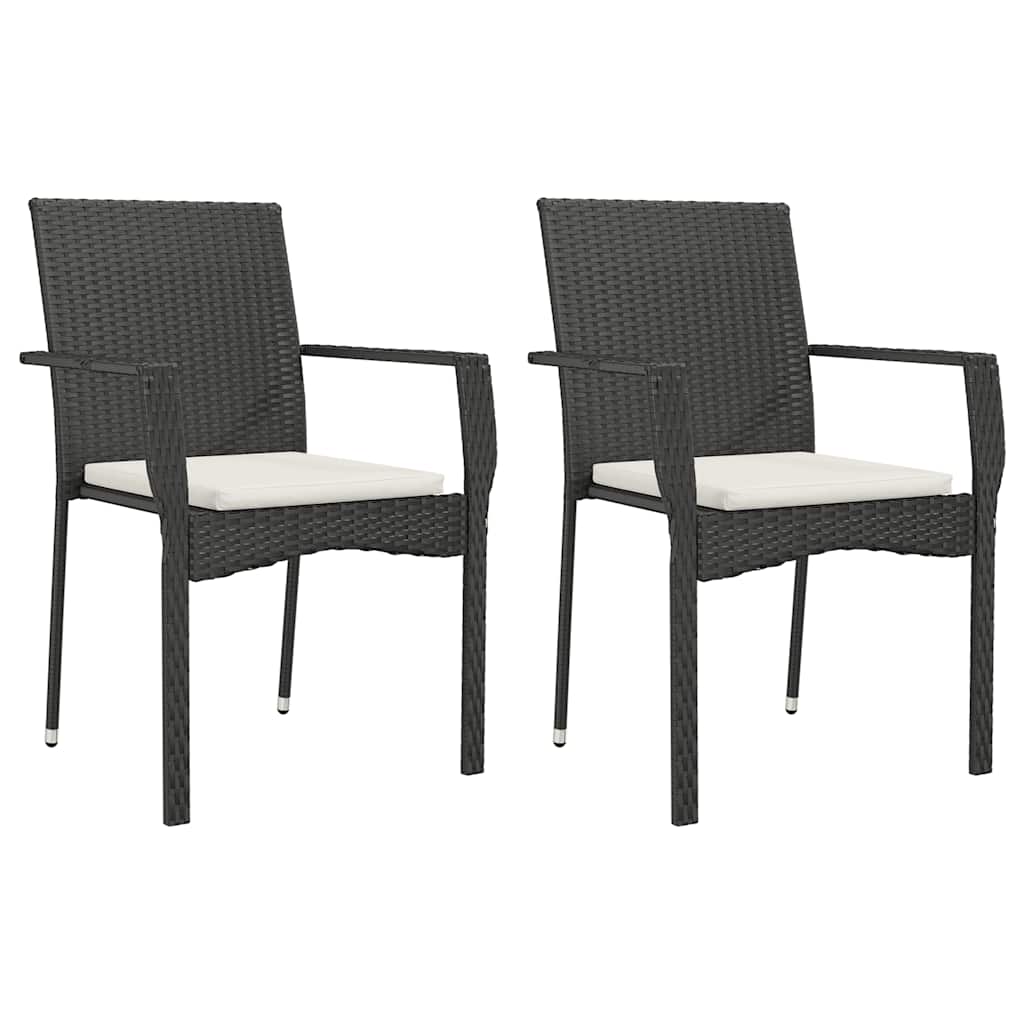 Set da Pranzo da Giardino 9 pz con Cuscini Nero in Polyrattan | homemem39