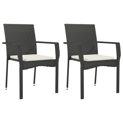 Set da Pranzo da Giardino 9 pz con Cuscini Nero in Polyrattan | homemem39