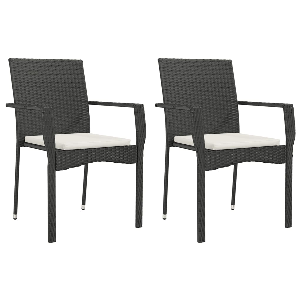 Set da Pranzo da Giardino 9 pz con Cuscini Nero in Polyrattan - homemem39