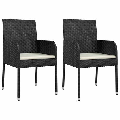 Set da Pranzo da Giardino 9 pz con Cuscini Nero in Polyrattan | homemem39