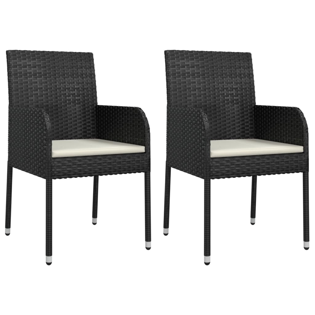 Set da Pranzo da Giardino 9 pz con Cuscini Nero in Polyrattan - homemem39
