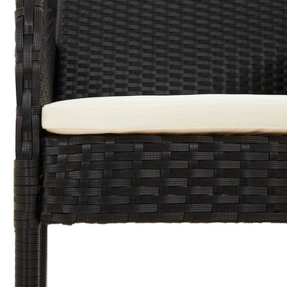 Set da Pranzo da Giardino 9 pz con Cuscini Nero in Polyrattan | homemem39