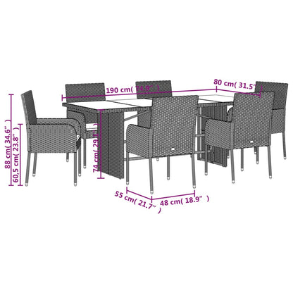 Set da Pranzo da Giardino 7 pz con Cuscini in Polyrattan Grigio | homemem39