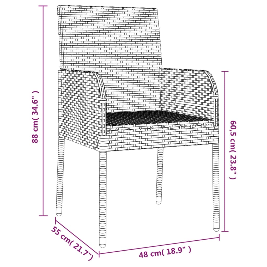Set da Pranzo da Giardino 9 pz con Cuscini in Polyrattan Grigio | homemem39