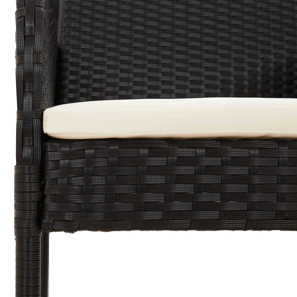 Set da Pranzo da Giardino 9 pz con Cuscini Nero in Polyrattan | homemem39
