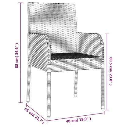 Set da Pranzo da Giardino 9 pz con Cuscini Nero in Polyrattan | homemem39