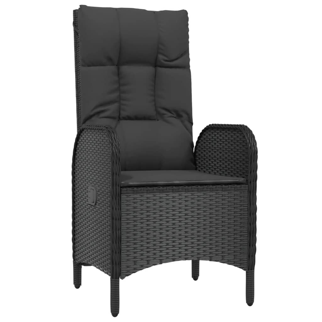 Set da Pranzo da Giardino 9 pz con Cuscini Nero in Polyrattan - homemem39