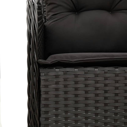 Set da Pranzo da Giardino 9 pz con Cuscini Nero in Polyrattan | homemem39