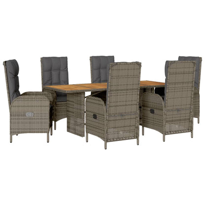 Set da Pranzo da Giardino 7 pz con Cuscini in Polyrattan Grigio | homemem39