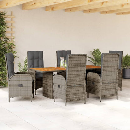 Set da Pranzo da Giardino 7 pz con Cuscini in Polyrattan Grigio | homemem39
