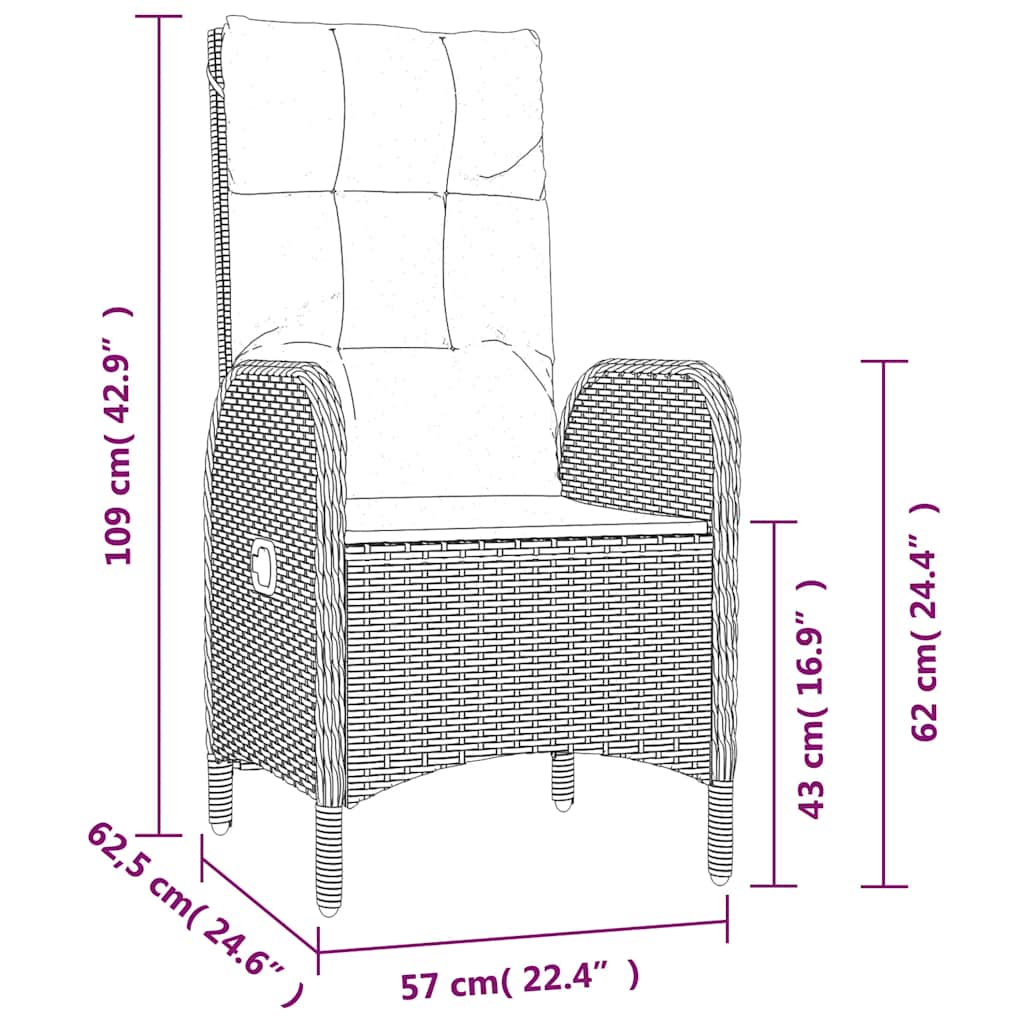 Set da Pranzo da Giardino 9 pz con Cuscini in Polyrattan Grigio | homemem39
