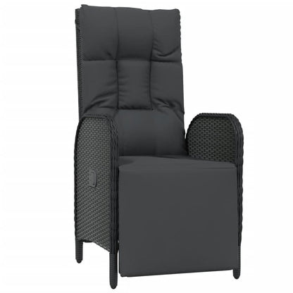 Set da Pranzo da Giardino 7 pz Nero con Cuscini in Polyrattan | homemem39