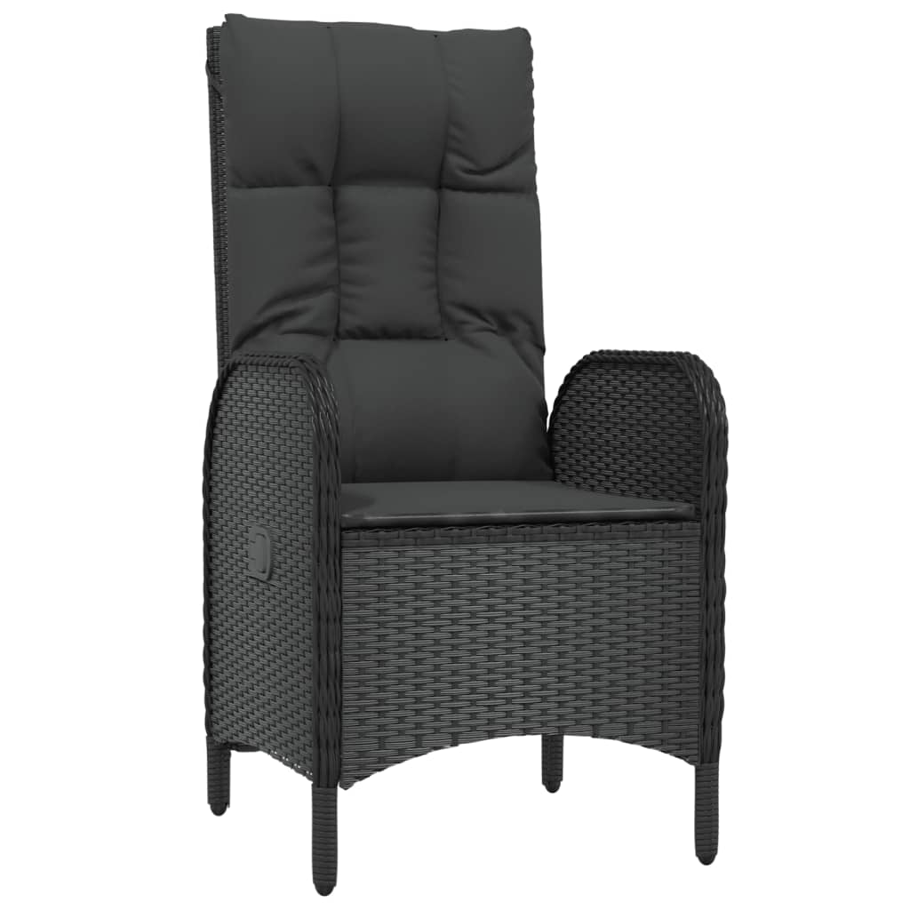 Set da Pranzo da Giardino 7 pz Nero con Cuscini in Polyrattan | homemem39