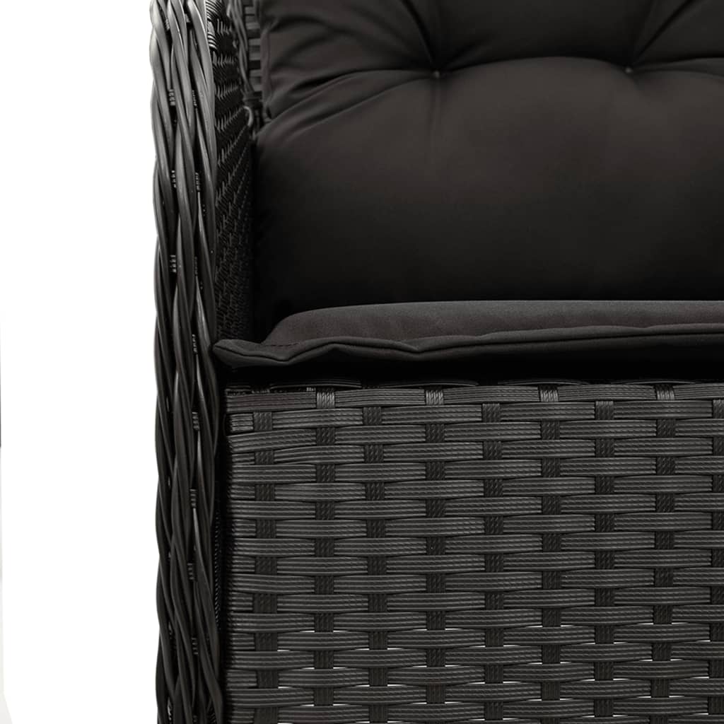 Set da Pranzo da Giardino 9 pz con Cuscini Nero in Polyrattan | homemem39