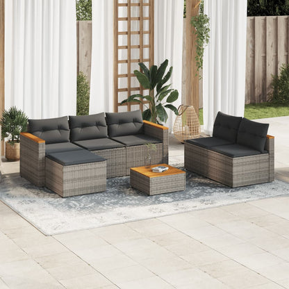 Set Divano Giardino 5 pz con Cuscini Grigio Polyrattan Acacia - homemem39