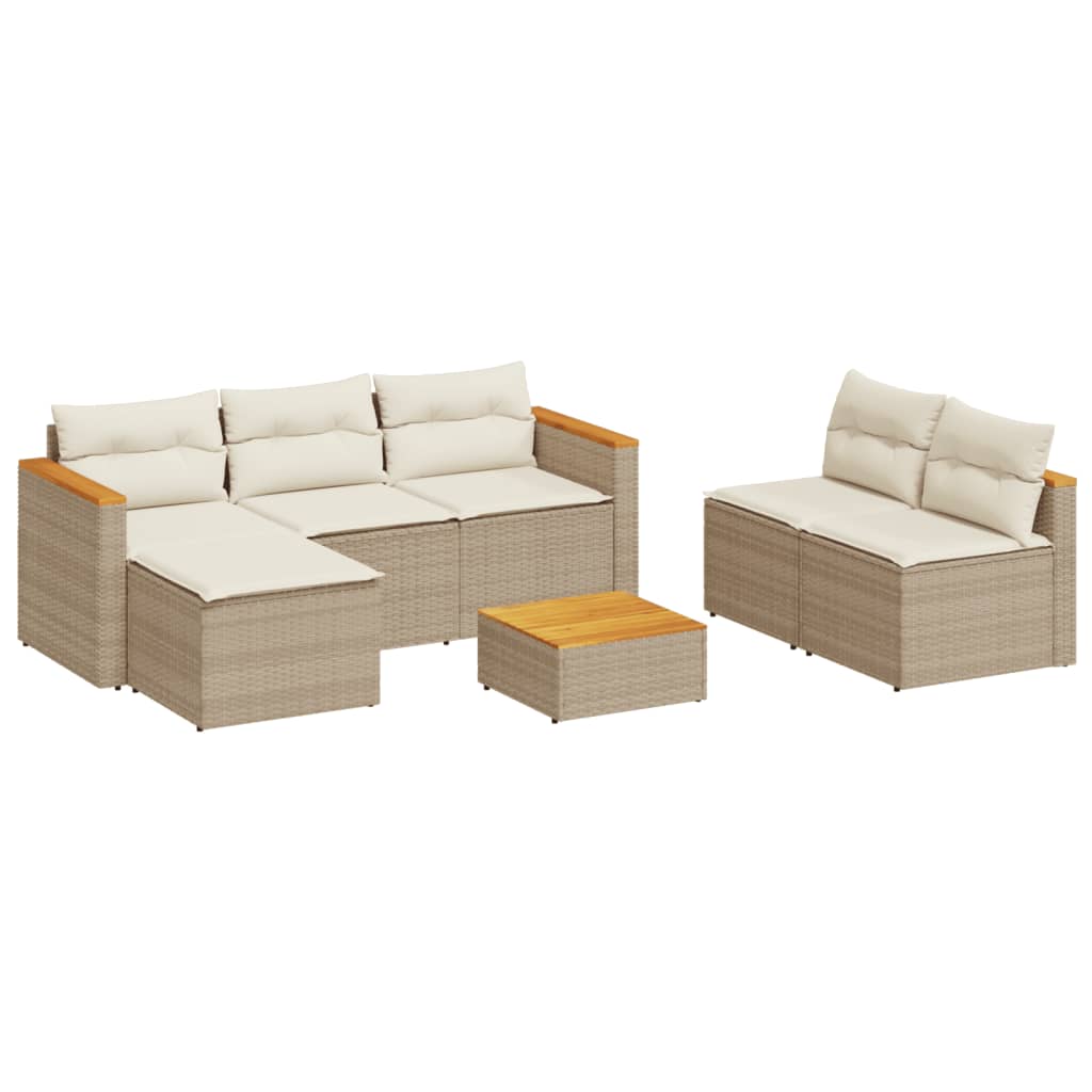 Set Divano da Giardino 5 pz con Cuscini Beige Polyrattan Acacia - homemem39