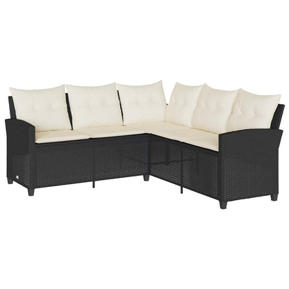 Set Divani da Giardino 6 pz con Cuscini Forma L Polyrattan Nero | homemem39