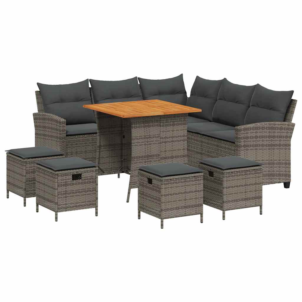Set Divani da Giardino 6 pz con Cuscini a Forma di L Polyrattan | homemem39