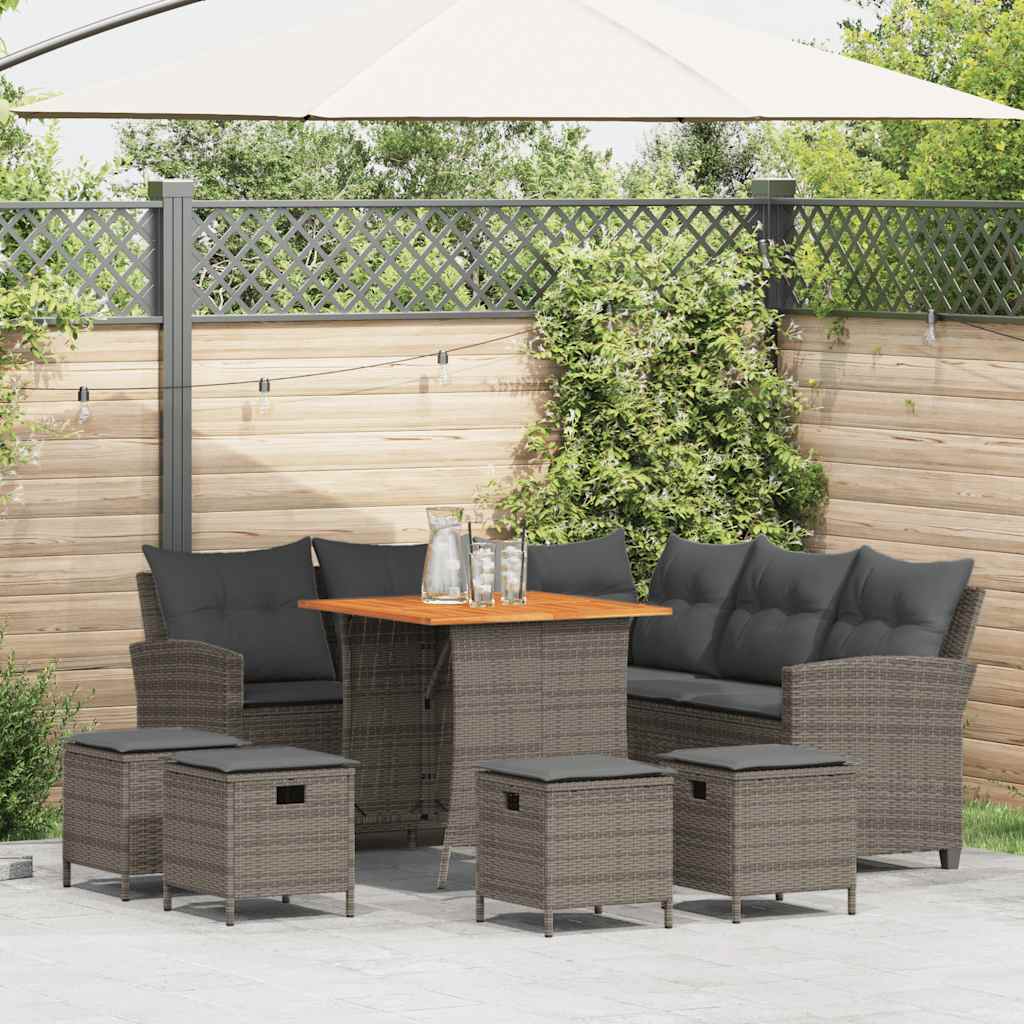Set Divani da Giardino 6 pz con Cuscini a Forma di L Polyrattan | homemem39