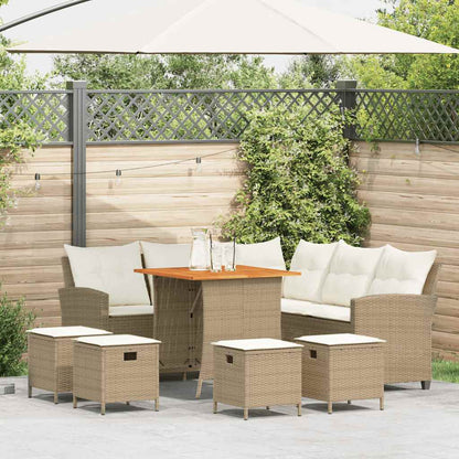 Set Divano da Giardino 6 pz con Cuscini a L Beige in Polyrattan - homemem39