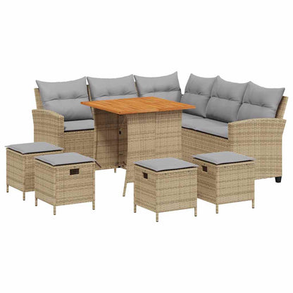 Set Divano da Giardino 6 pz con Cuscini a L Beige in Polyrattan - homemem39