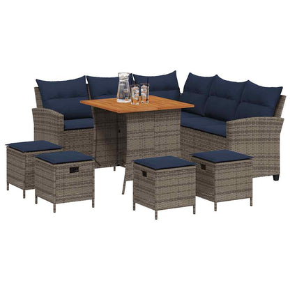 Set Divani da Giardino 6 pz con Cuscini a Forma di L Polyrattan | homemem39