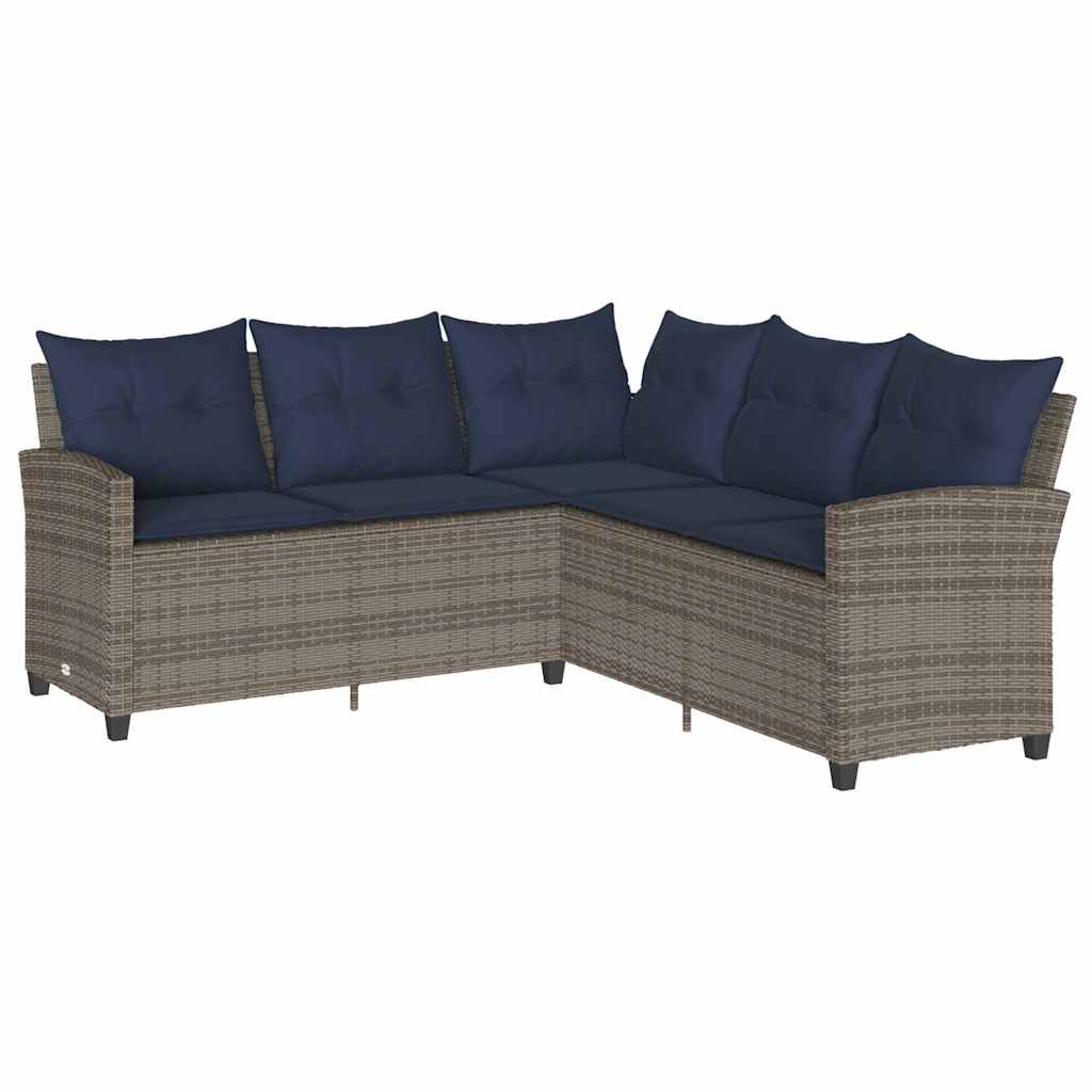 Set Divani da Giardino 6 pz con Cuscini a Forma di L Polyrattan - homemem39